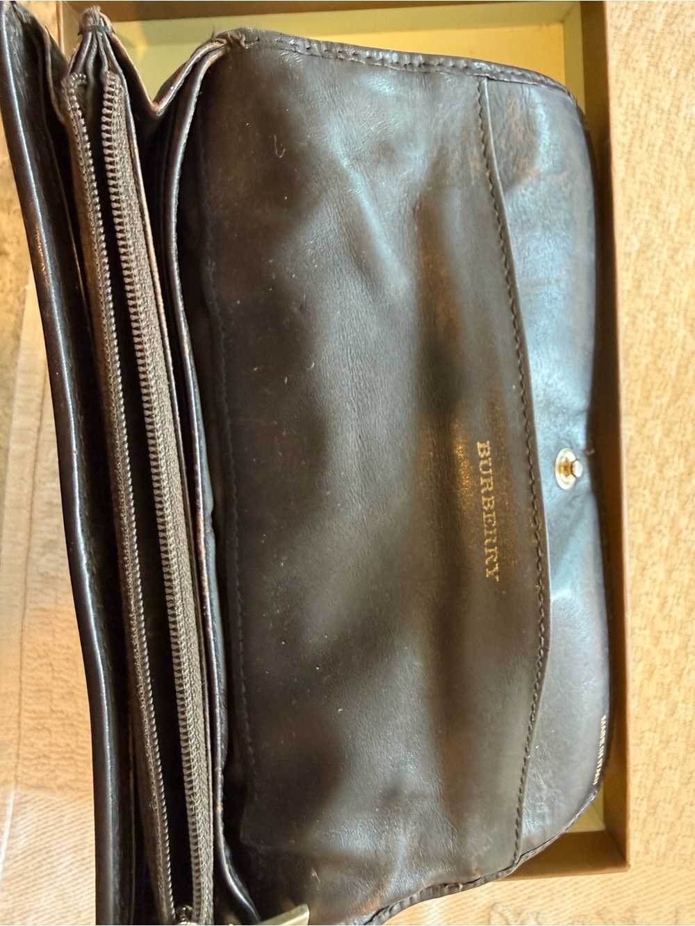 Burberry Beige Plaid Leather-Trim Wallet - Picture 4 of 6